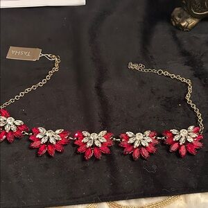 Tasha Red and Brass Petal Necklace